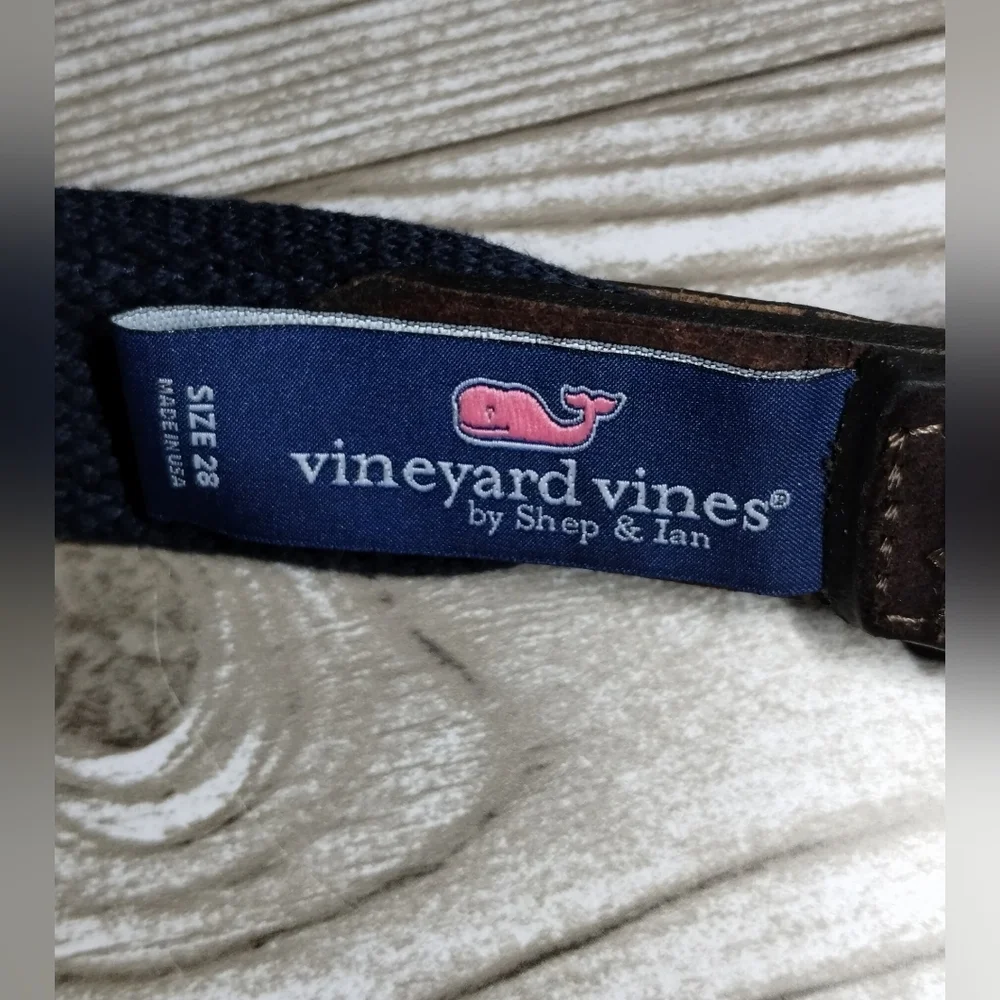 Vineyard Vines Blue and Pink  Belt with Gold Buckle Size (28)